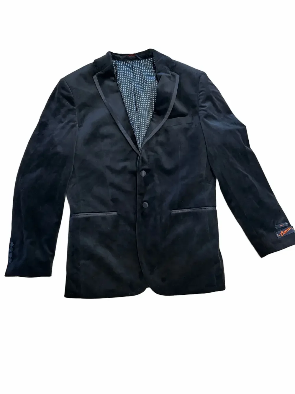 Egara Slim Fit Black Velvet Blazer Size 42